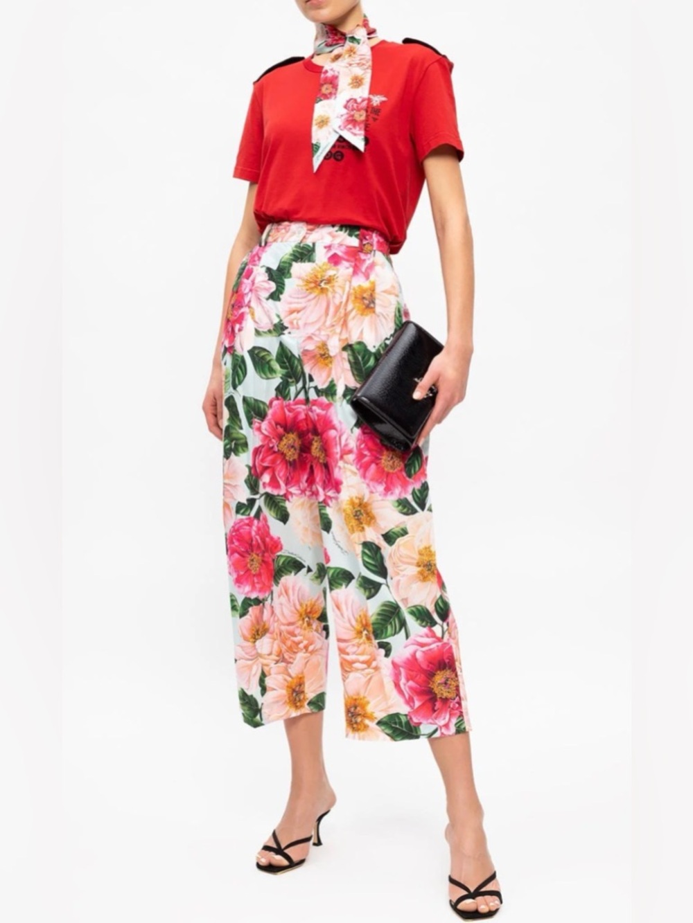 Dolce & Gabbana Wide leg cropped floral Pants